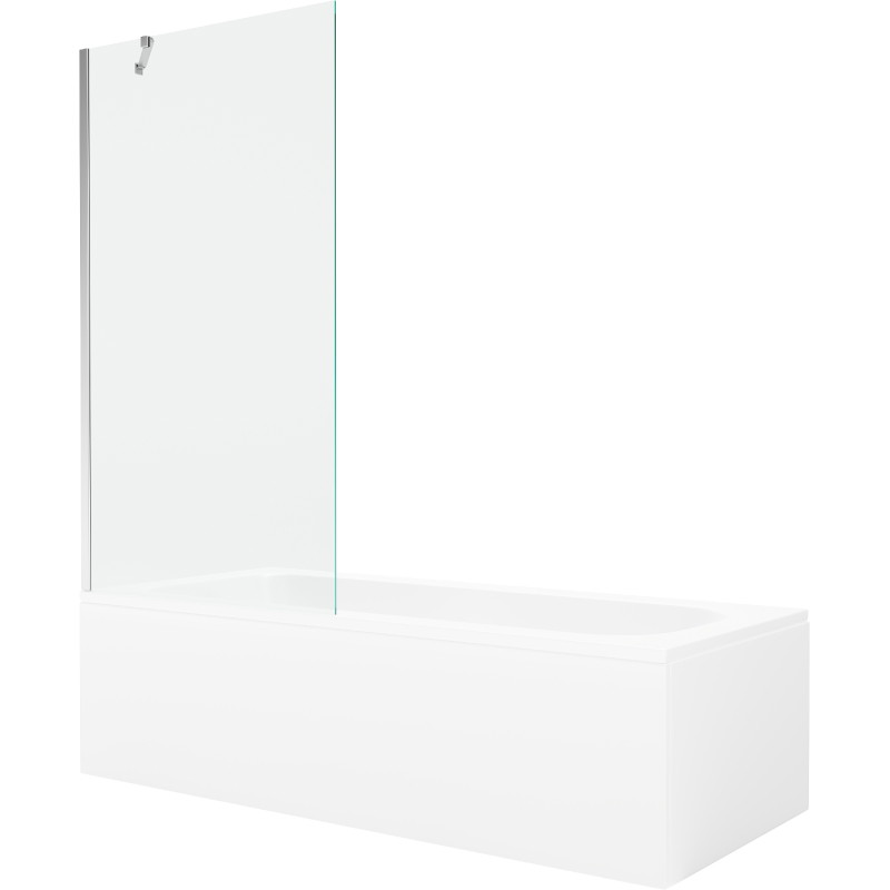 Mexen Vega obdélníková vana 170 x 70 cm s panelem a jedno křídlovou zástěnou 90 cm, transparentní, chrom