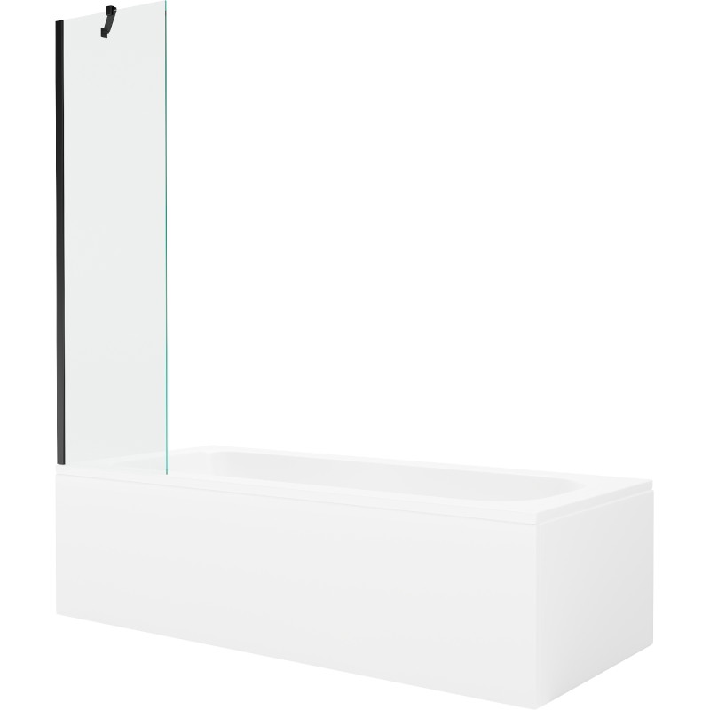 Mexen Vega obdélníková vana 170 x 70 cm s panelem a 1-dílnou zástěnou 50 cm, transparentní, černá