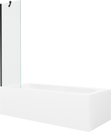 Mexen Vega obdélníková vana 170 x 70 cm s panelem a jednokřídlou zástěnou 50 cm, transparentní, černá