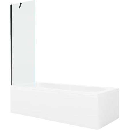 Mexen Vega obdélníková vana 170 x 70 cm s krytem a jednokřídlou zástěnou 60 cm, transparentní, černá