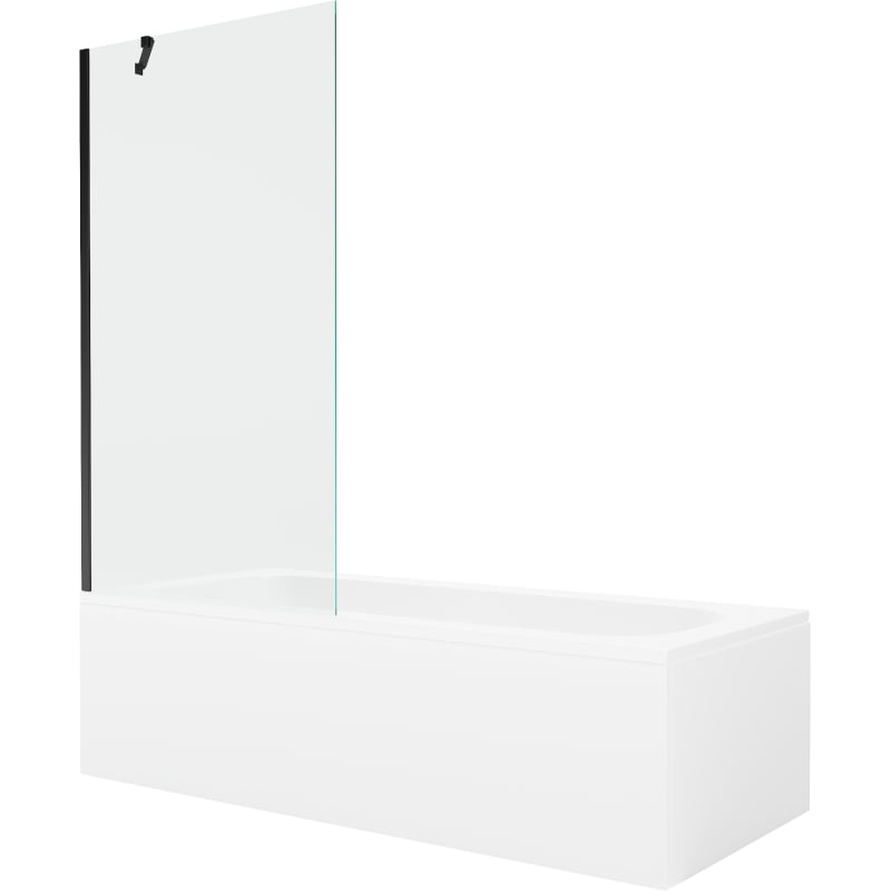 Mexen Vega obdélníková vana 170 x 70 cm s panelem a jedním křídlovým zástěnou 90 cm, transparentní, černá