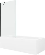 Mexen Vega obdélníková vana 170 x 70 cm s panelem a jedním křídlovým zástěnou 90 cm, transparentní, černá