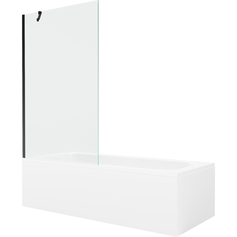 Mexen Vega obdélníková vana 170 x 70 cm s obložením a 1-křídlou zástěnou 100 cm, transparentní, černá