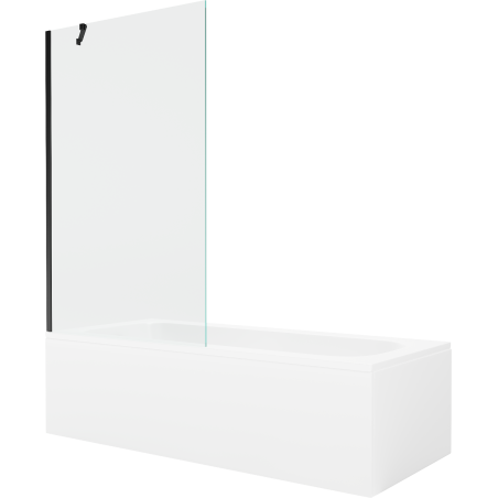 Mexen Vega obdélníková vana 170 x 70 cm s krytem a jednodílnou zástěnou 100 cm, transparentní, černá