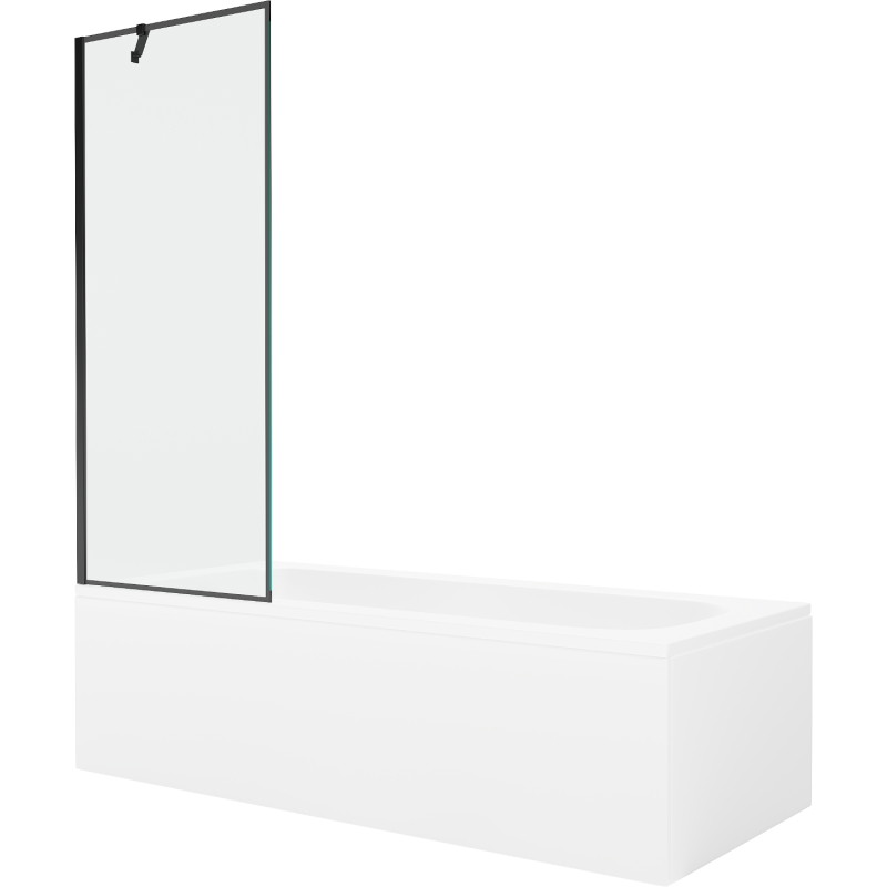 Mexen Vega obdélníková vana 170 x 70 cm s panelovou krytkou a 1-křídlovou zástěnou 70 cm, černý vzor