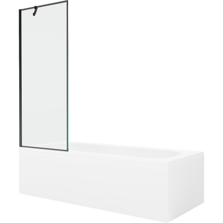 Mexen Vega obdélníková vana 170 x 70 cm s panelovou krytkou a 1-křídlovou zástěnou 70 cm, černý vzor