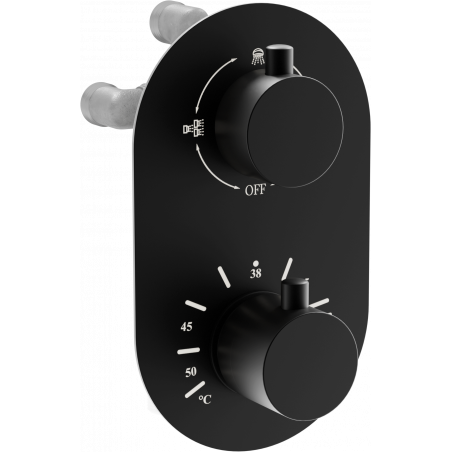 Mexen Kai termostatická vanová-sprchová baterie 3-výstupová, černá - 77602-70
