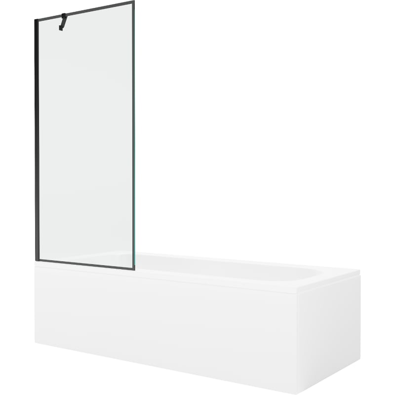 Mexen Vega obdélníková vana 170 x 70 cm s krytem a sprchovou zástěnou s 1 křídlem 80 cm, černý vzor