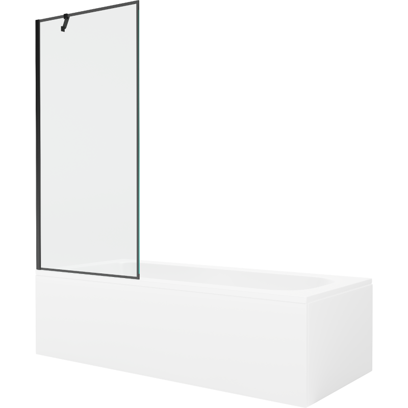 Mexen Vega obdélníková vana 170 x 70 cm s opláštěním a jedním křídlovým zástěnou 80 cm, černý vzor - 550117070X9508007070