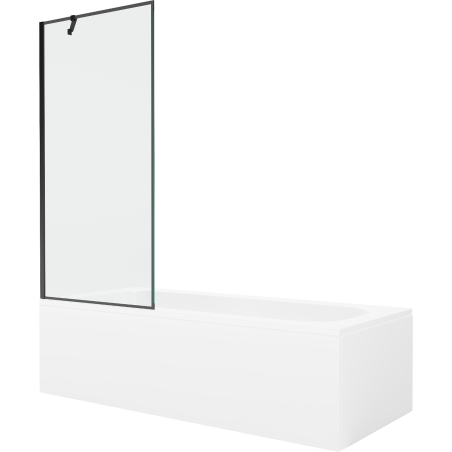 Mexen Vega obdélníková vana 170 x 70 cm s krytem a sprchovou zástěnou s 1 křídlem 80 cm, černý vzor