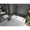Mexen Vega obdélníková vana 170 x 70 cm s krytem a 1křídlovou zástěnou 90 cm, černý vzor - 550117070X9509007070