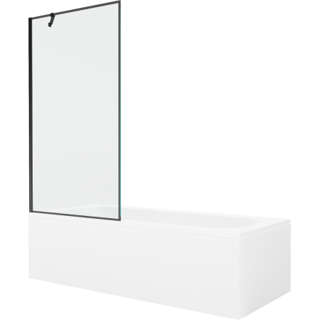 Mexen Vega obdélníková vana 170 x 70 cm s krytem a 1křídlovou zástěnou 90 cm, černý vzor - 550117070X9509007070