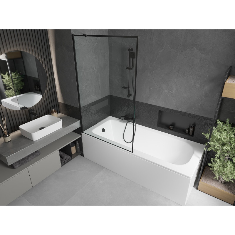 Mexen Vega obdélníková vana 170 x 70 cm s krytem a 1křídlou zástěnou 100 cm, černý vzor - 550117070X9510007070