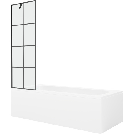 Mexen Vega obdélníková vana 170 x 70 cm s krytem a 1-křídlovou zástěnou 60 cm, černý vzor - 550117077X9506007077