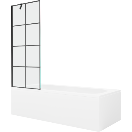 Mexen Vega obdélníková vana 170 x 70 cm s krytem a jednokřídlou zástěnou 70 cm, černý vzor - 550117077X9507007077