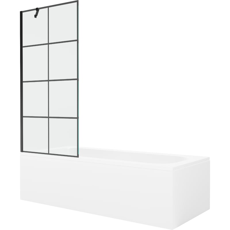 Mexen Vega obdélníková vana 170 x 70 cm s obložením a 1-křídlovou zástěnou 80 cm, černý vzor - 550117077X9508007077