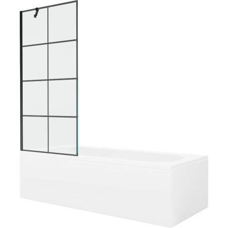 Mexen Vega obdélníková vana 170 x 70 cm s obložením a 1-křídlovou zástěnou 80 cm, černý vzor - 550117077X9508007077