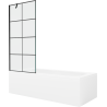 Mexen Vega obdélníková vana 170 x 70 cm s obložením a 1-křídlou zástěnou 80 cm, černý vzor - 550117077X9508007077