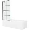 Mexen Vega obdélníková vana 170 x 70 cm s obložením a 1-křídlovou zástěnou 80 cm, černý vzor - 550117077X9508007077