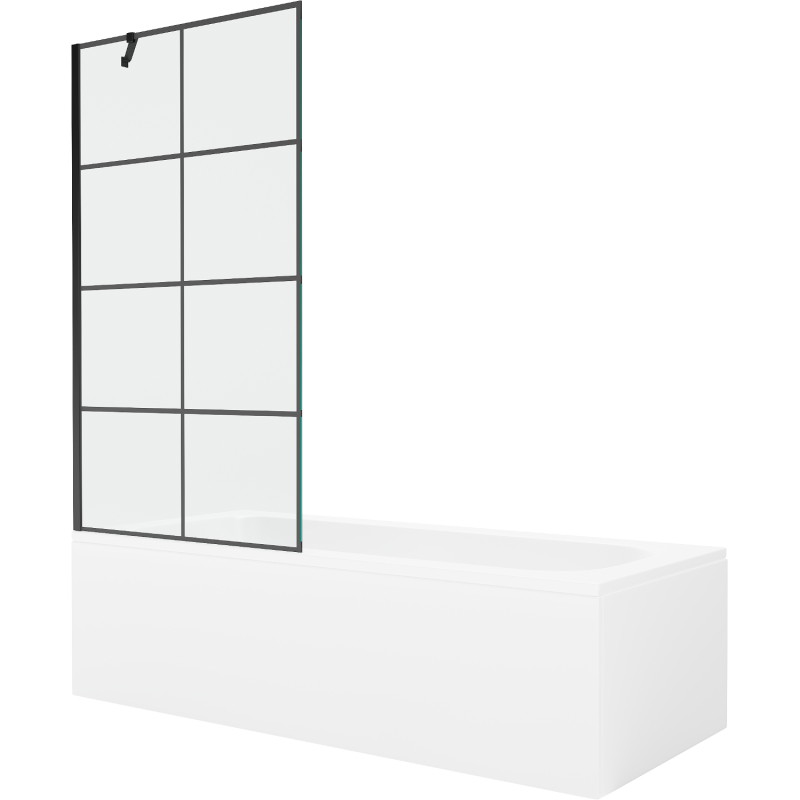 Mexen Vega obdélníková vana 170 x 70 cm s obložením a jednokřídlovým zástěnou 90 cm, černý vzor