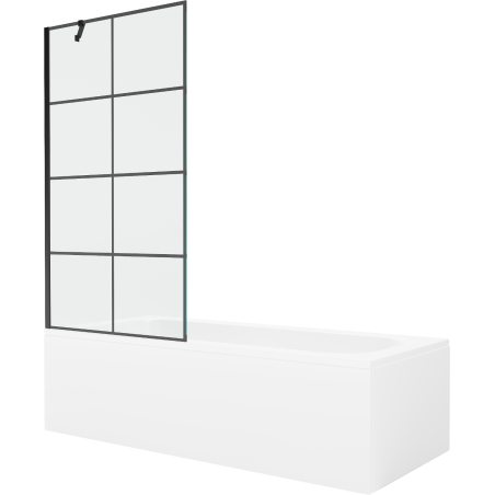 Mexen Vega obdélníková vana 170 x 70 cm s krytem a 1-dveřovým zástěnou 90 cm, černý vzor - 550117077X9509007077