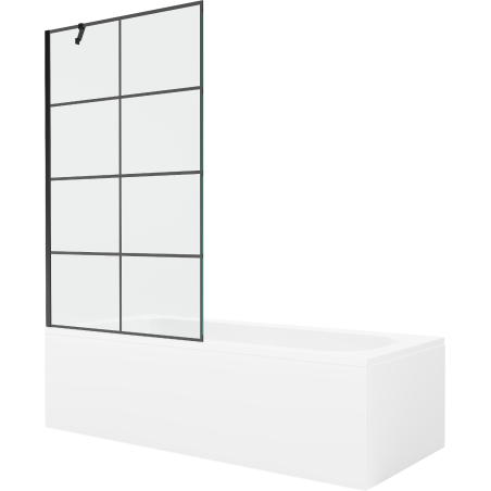 Mexen Vega obdélníková vana 170 x 70 cm s krytem a 1-křídlovou obrazovkou 100 cm, černý vzor - 550117077X9510007077
