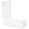 Mexen Vega obdélníková vana 180 x 80 cm s obkladem a jedním skládacím 90 cm paravanem, transparentní, chrom