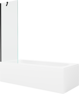 Mexen Vega obdélníková vana 180 x 80 cm s krytem a jednokřídlým paravánem 60 cm, transparentní, černá - 550118080X9506000070