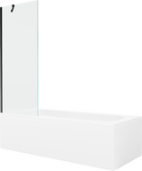 Mexen Vega obdélníková vana 180 x 80 cm s krytem a 1-dveřovým paravánem 70 cm, transparentní, černá