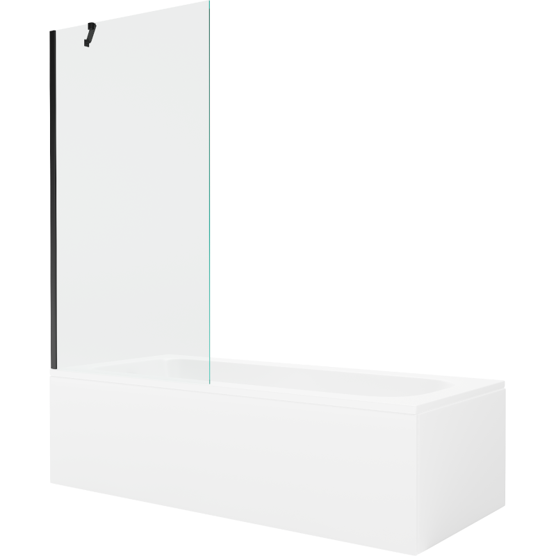 Mexen Vega obdélníková vana 180 x 80 cm s obudową a zástěnou s 1 křídlem 90 cm, transparentní, černá - 550118080X9509000070