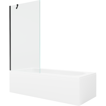 Mexen Vega obdélníková vana 180 x 80 cm s obudową a zástěnou s 1 křídlem 90 cm, transparentní, černá - 550118080X9509000070