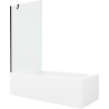 Mexen Vega obdélníková vana 180 x 80 cm s obudową a zástěnou s 1 křídlem 90 cm, transparentní, černá - 550118080X9509000070
