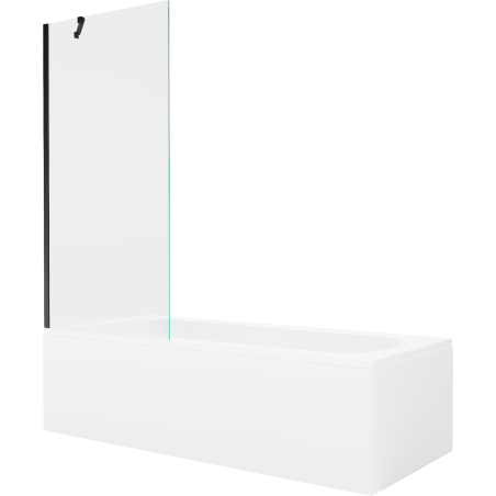 Mexen Vega obdélníková vana 180 x 80 cm s opláštěním a jednokřídlým zástěnou 80 cm, transparentní, černá