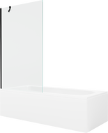 Mexen Vega obdélníková vana 180 x 80 cm s krytem a jednokřídlou zástěnou 100 cm, transparentní, černý - 550118080X9510000070