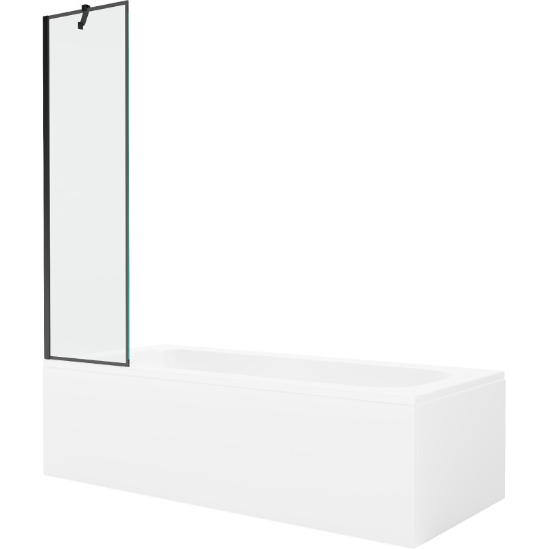 Mexen Vega obdélníková vana 180 x 80 cm s krytem a 1-křídlovou zástěnou 50 cm, černý vzor - 550118080X9505007070
