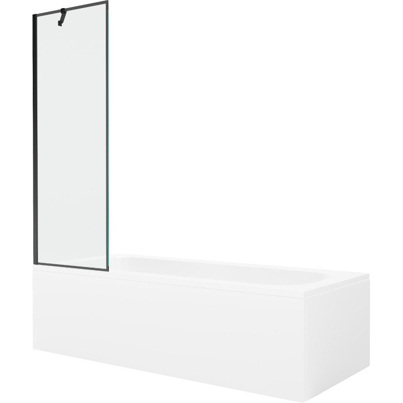 Mexen Vega obdélníková vana 180 x 80 cm s krytem a jednokřídlovou zástěnou 60 cm, černý vzor - 550118080X9506007070
