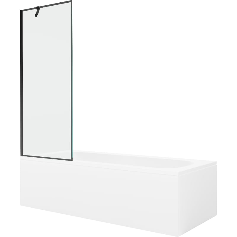 Mexen Vega obdélníková vana 180 x 80 cm s krytem a jednokřídlým zástěnou 70 cm, černý vzor - 550118080X9507007070