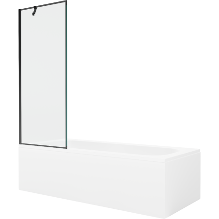 Mexen Vega obdélníková vana 180 x 80 cm s krytem a jednokřídlým zástěnou 70 cm, černý vzor - 550118080X9507007070