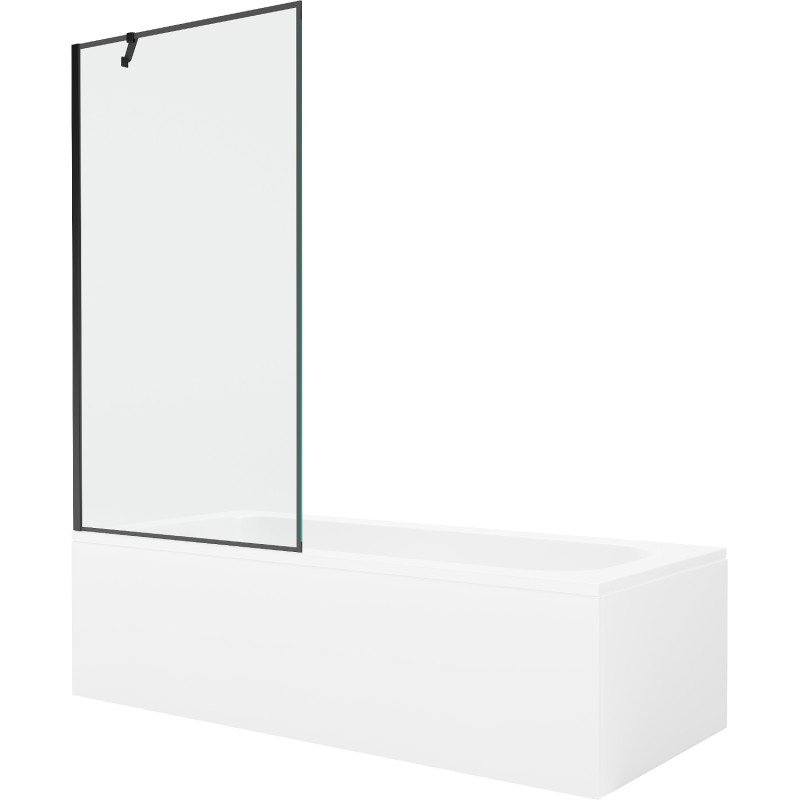 Mexen Vega vana obdélníková 180 x 80 cm s krytem a jednokřídlou zástěnou 90 cm, černý vzor - 550118080X9509007070