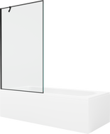 Mexen Vega obdélníková vana 180 x 80 cm s pláštěm 1-křídlovou zástěnou 100 cm, Černý vzor - 550118080X9510007070