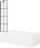 Mexen Vega obdélníková vana 180 x 80 cm s pláštěm 1-křídlovou zástěnou 50 cm, Černý vzor - 550118080X9505007077