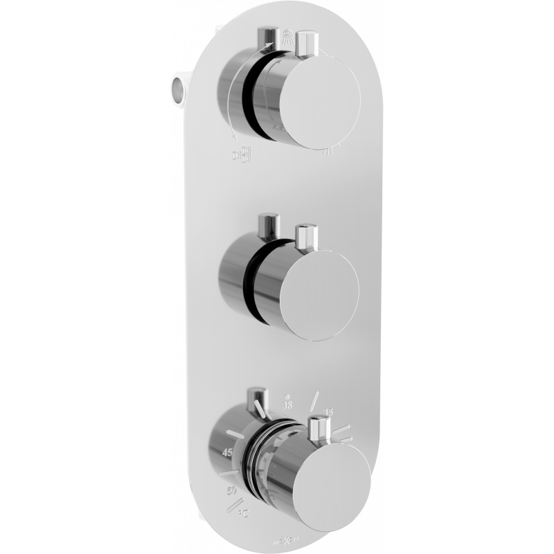 Mexen Kai termostatická vanová a sprchová baterie 3-výstupová, chrom - 77603-00