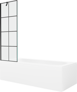 Mexen Vega obdélníková vana 180 x 80 cm s pláštěm 1-křídlovou zástěnou 60 cm, Černý vzor - 550118080X9506007077