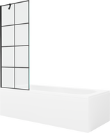 Mexen Vega obdélníková vana 180 x 80 cm s pláštěm 1-křídlovou zástěnou 70 cm, Černý vzor - 550118080X9507007077