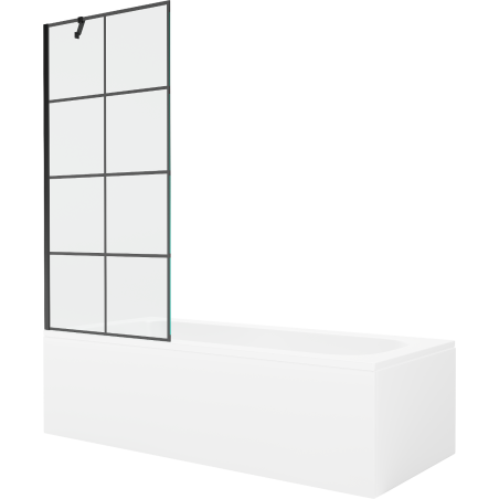 Mexen Vega obdélníková vana 180 x 80 cm s obkladem a jedním křídlovým zástěnou 80 cm, černý vzor