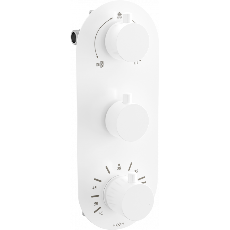 Mexen Kai termostatická vanová-sprchová baterie s 3 výstupy, bílá - 77603-20