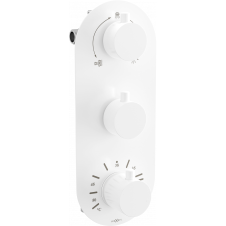 Mexen Kai termostatická vanová-sprchová baterie s 3 výstupy, bílá - 77603-20