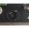 Mexen Kevin granitový dřez s 1 komorou a odkapávačem a kuchyňská baterie Flora, černý/stříbrný metalický
