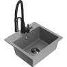 Mexen Milo granitový dřez 1-komorový s kuchyňskou baterií Aster, šedý - 6505-71-73450-70-B