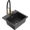Mexen Milo granitový dřez 1-komorový s kuchyňskou baterií Aster, černý skvrnitý - 6505-76-73450-57-B